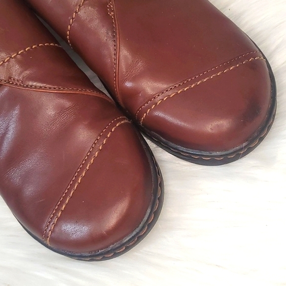 Bjorndal Ivy Brown Leather Monk Strap Cap Toe Clog Mule Shoe Womens 8M Casual - Picture 4 of 17